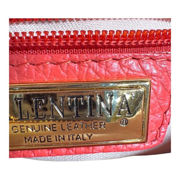 Valentina Italia Coral Peach Pink Leather Shoulder Bag With Adjustable Strap SEE - Picture 10 of 16